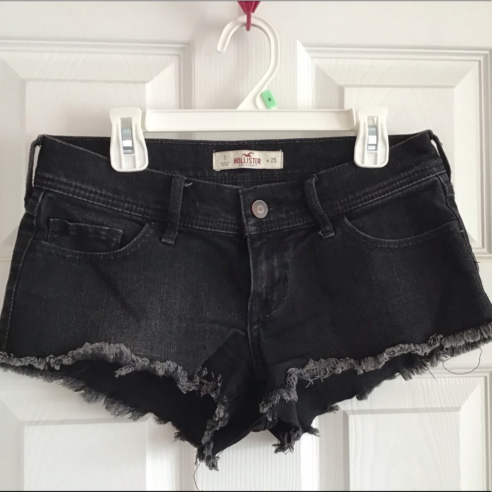 Hollister black denim shorts